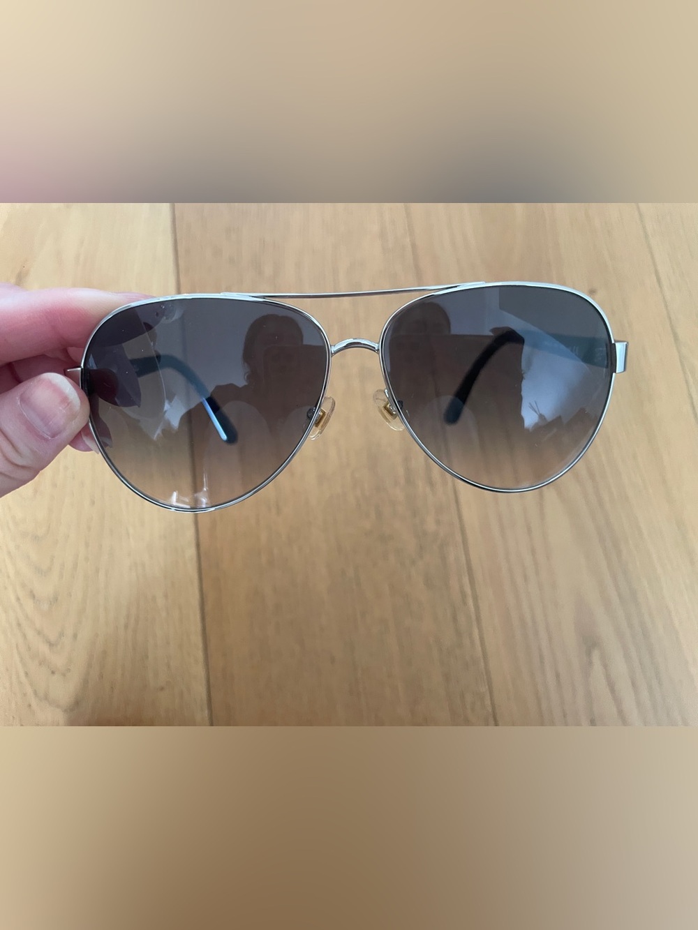 KATE SPADE Silver Aviator Sunglasses with Gray Gradient Lenses